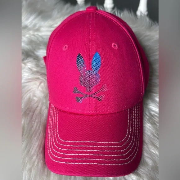 Psycho Bunny Fuchsia Cap Iconic Logo Colorful Cotton Adjustable Casual - NEW - Picture 1 of 4